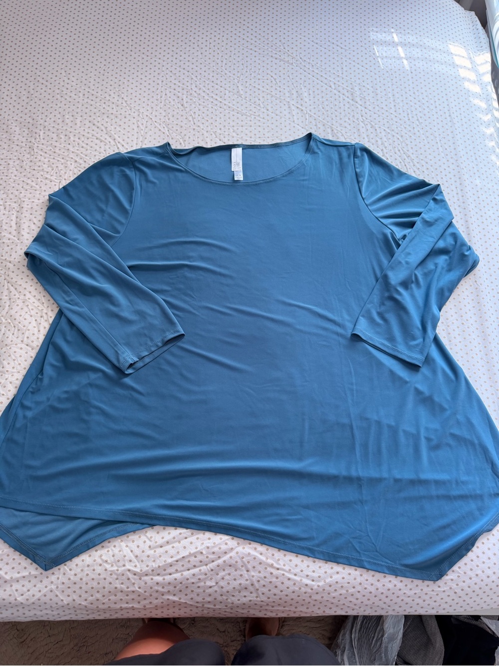MarlaWynne Teal Blue Scoop Neck Long Sleeve